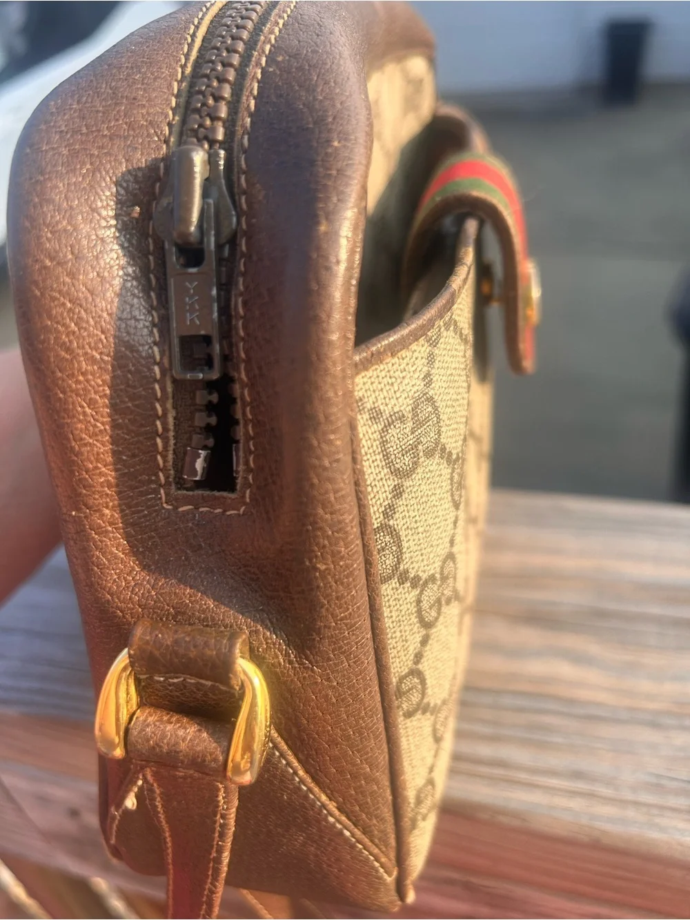 Gucci Brown Suede Interior Bag with Gold Logo Tab - Picture 9 of 10